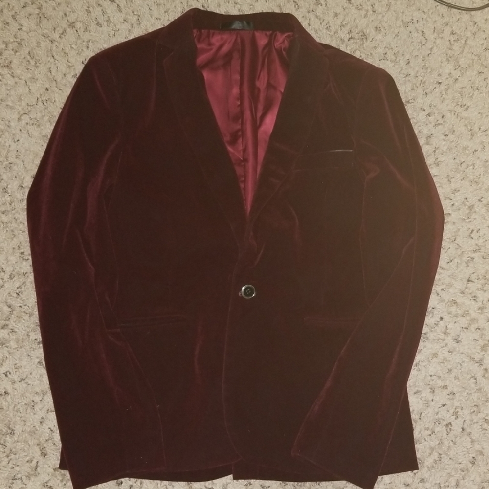 Burgundy velvet blazer